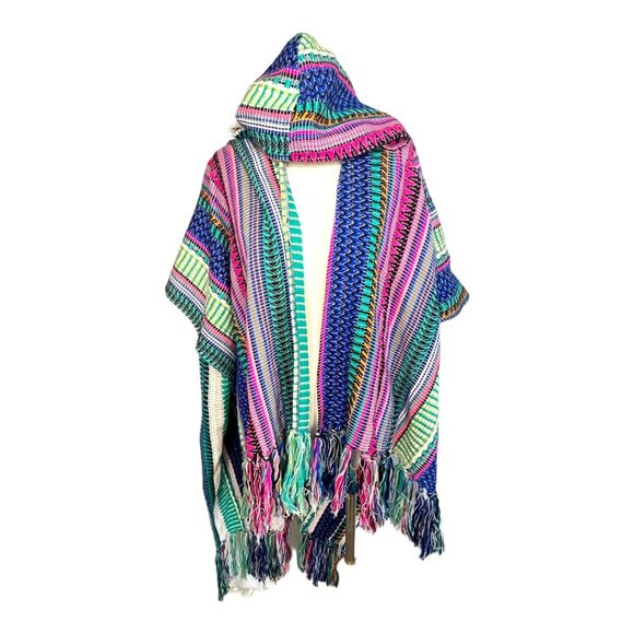 ASOS Swim Festival Multicolor Striped Tribal Hooded Cape Multicolor - Picture 7 of 7